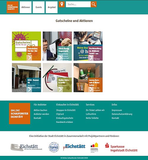 Gutscheine Online Schaufenster